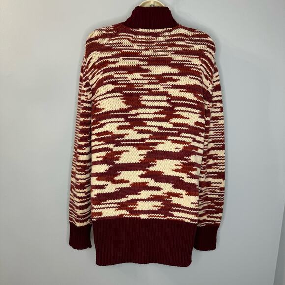 TORY BURCH Olivia Merino Wool Zip Front Cardigan Red Cordovan Women's M - Picture 5 of 16